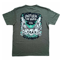 Lade das Bild in den Galerie-Viewer, THTC Backprint Hanf T-Shirt Tribes Unfuck The World grün