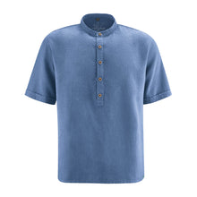Lade das Bild in den Galerie-Viewer, HempAge Hanf Stehkragen Schlupfhemd blueberry