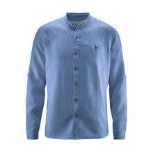 Lade das Bild in den Galerie-Viewer, HempAge 100% Hanf Stehkragenhemd blueberry