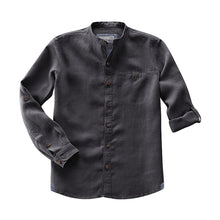 Lade das Bild in den Galerie-Viewer, HempAge 100% Hanf Stehkragenhemd schwarz