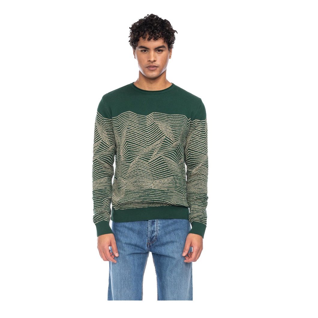 Ato Berlin Pulli 'Lennox‘ grün/beige