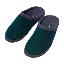 Lade das Bild in den Galerie-Viewer, Bacinas Filzhausschuhe Pantoffel dark green/grey
