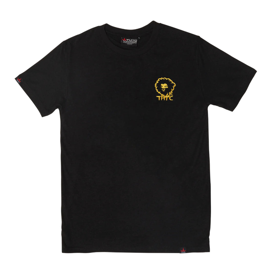THTC Hanf T-Shirt Gold Lion Stickerei schwarz