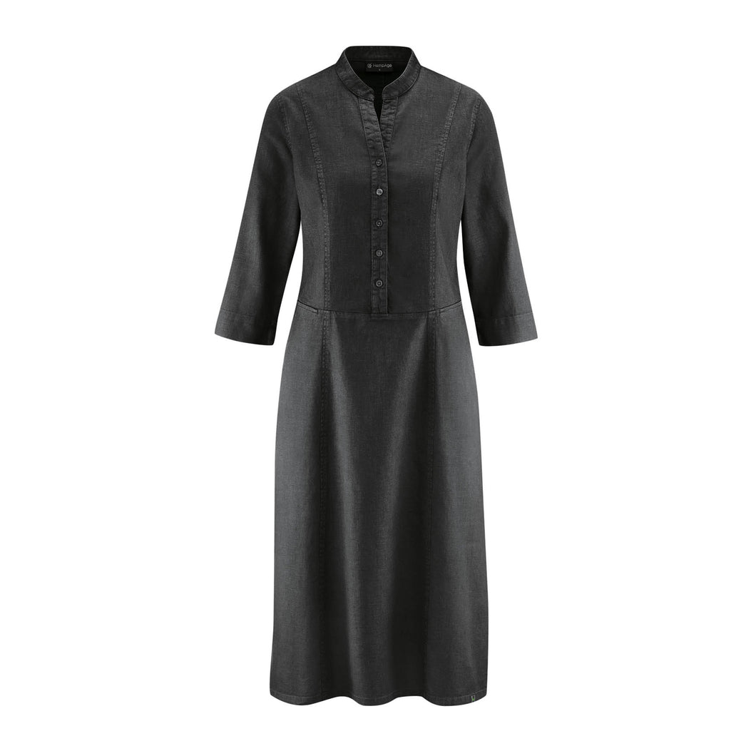 HempAge Hanf Hemdblusenkleid schwarz